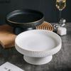 Round Ceramic Pasta Steak Plate Salad Bowl Soup Basins Cooking Plate Kitchen Solid Color Tableware High Foot Snack Desserts Tray