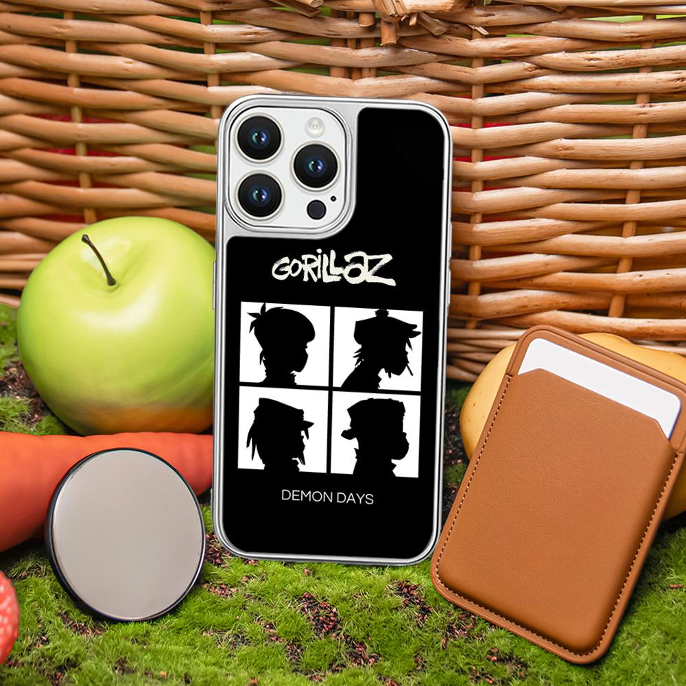

Hot band Gorillaz fashion poster design Phone Case for iPhone 16 15 14 13 12 11 Pro Max Sheepskin Silver-edged protective case iPhone 12 Pro