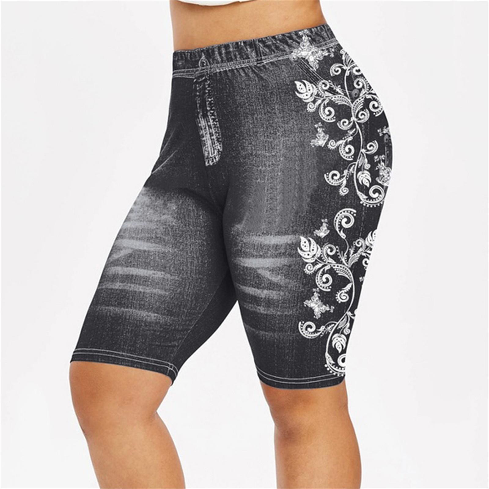 Женские укороченные джинсы с высокой талией больших размеров, джинсовые эластичные шорты, джинсовые брюки M чёрный