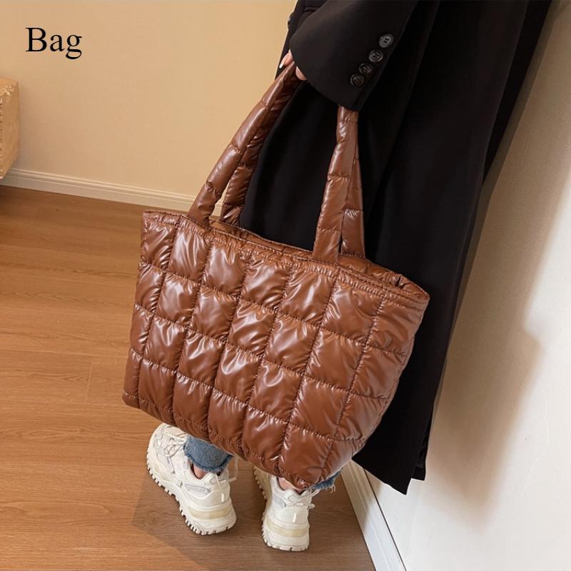 Winter-Umhängetasche für Mädchen, große Kapazität, glänzende Oberfläche, einfarbig, schlichter Stil, zum Einkaufen, Reisen, Arbeiten, Aufbewahrungstasche