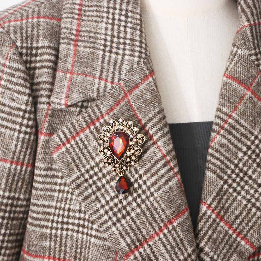 Luxury Crystal Dress For Women Big Water Drop Jewelry Corsage Brooch Pins Fashion Accessories