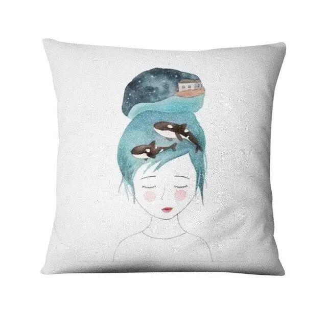 Cartoon Wal Bedruckter Kissenbezug Nordisch Marine Kissen Dekoratives Wohndekor Sofa Überwurf Dekoration