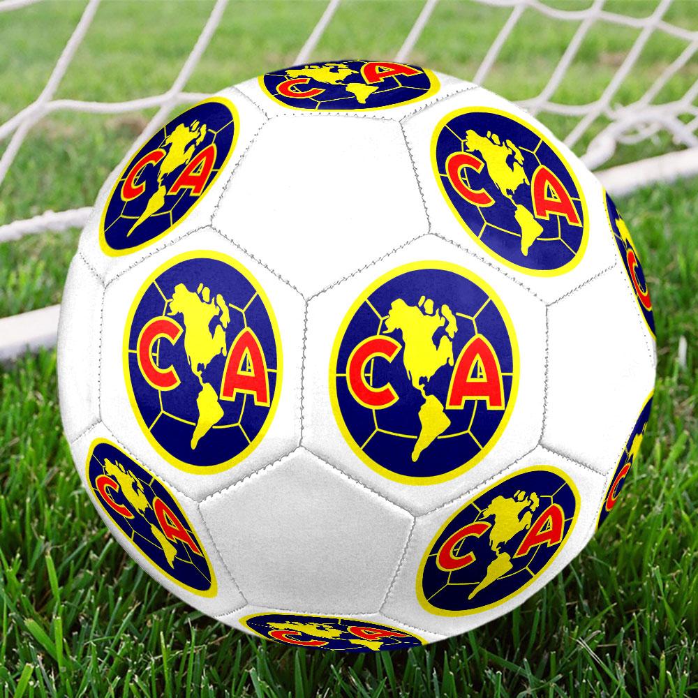 Club America Size 5 Soccer Ball, Machine-Stitched PVC, Durable & High Bounce, All Ages Fit, Fan Merchandise, Matches & Outdoor Use.