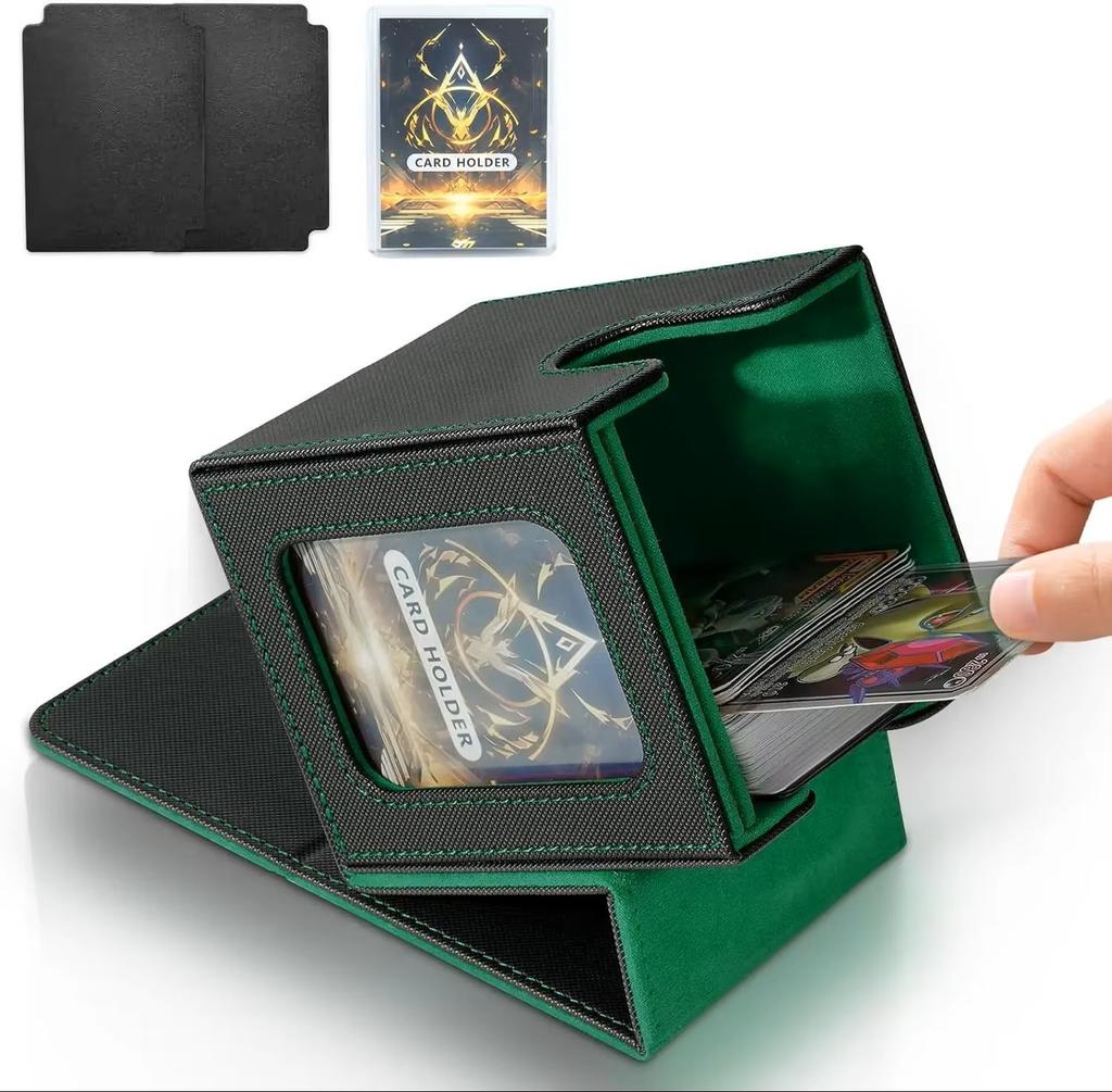 Card Deck Box with MTG Commander Display Holds 100+ Double-Sleeved Cards Trading Card Storage Box Fits TCG PTCG Sports Card