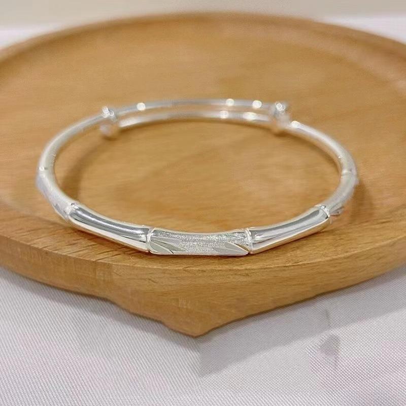 Women Solid Matte Bamboo Joint Open Bangle Bracelet Gift For Girlfriend