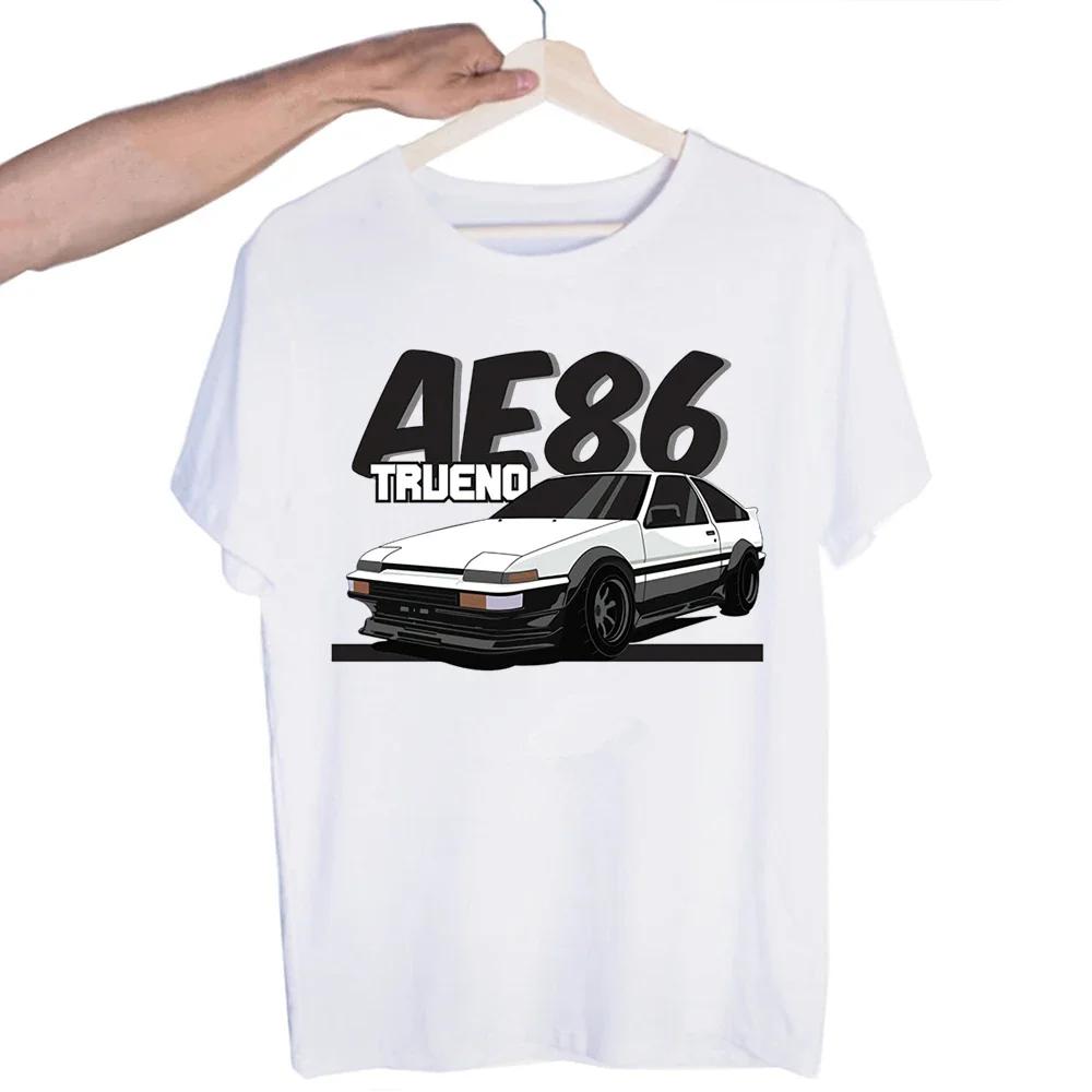 

Дрифт Японское Аниме AE86 Initial D Футболка Круглый Вырез Короткий Рукав Летняя Повседневная Мода Унисекс Мужская и Женская Футболка 2XL