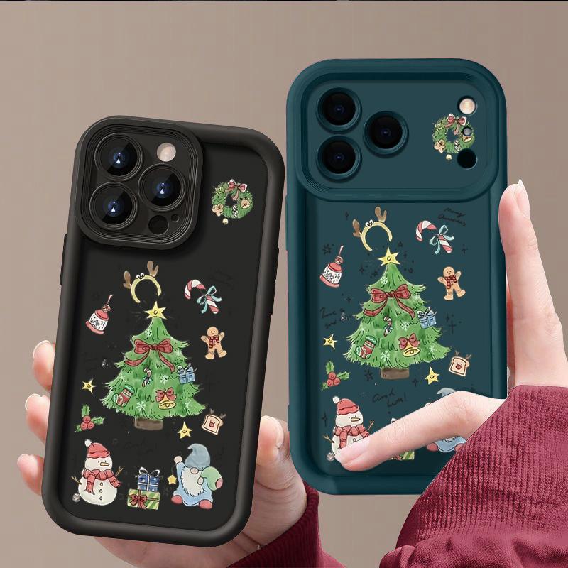 Christmas Tree TPU Phone Case For iPhone Air 16e 17 16 15 14 Pro Max 13 12 Pro 15 16 Plus Candy Color Silicone Soft Cover Fundas