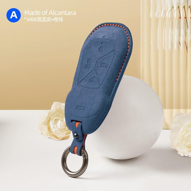 Premium Suede Leather Key Cover Case for Xpeng G9 / P7 / G6 / P5 / MONA M03 (2024) - Protective Key Fob Shell Keychain