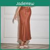 Waist Tie High Satin Drawstring Solid Color Halter Skirt