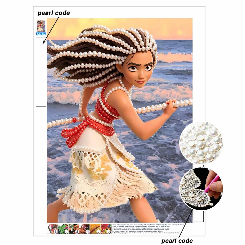Disney Moana Creative Pearl Art Kit 5D DIY Pearl Embroidery Mosaic Cross-Stitch Kit for Home Decor