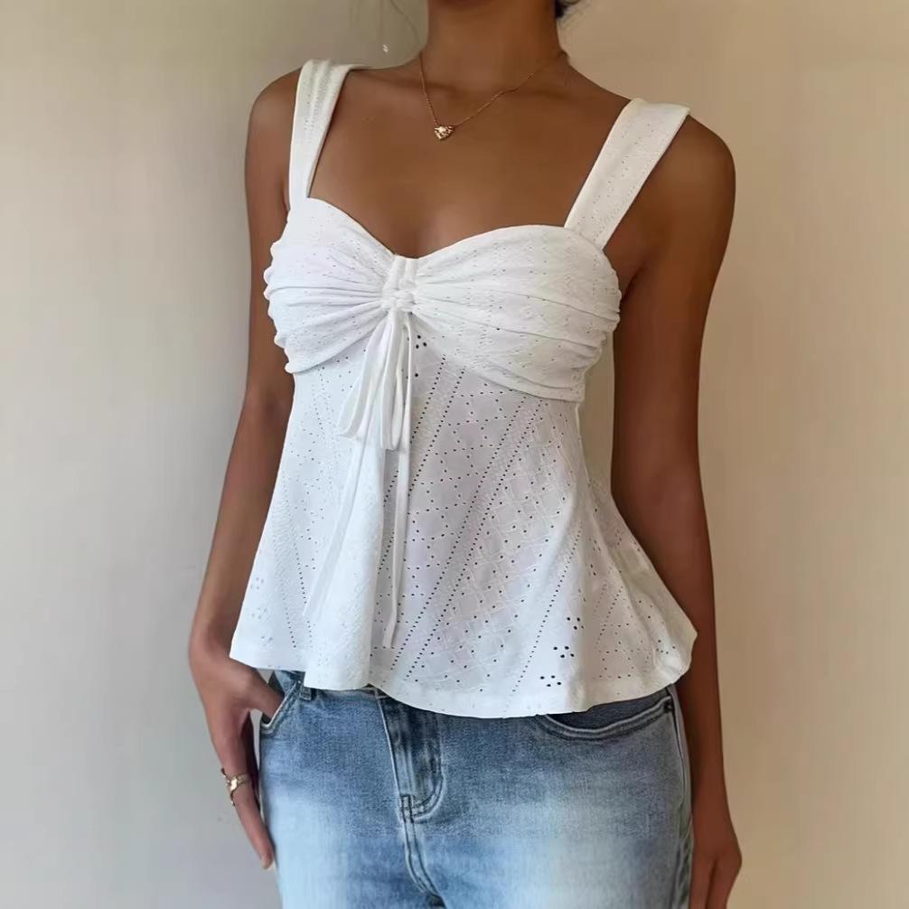 Women Solid Color Cami Tank Top Wide Strap Waist‑cinching Sleeveless Sexy Pure‑y2k Camisole For Spring Summer Fall