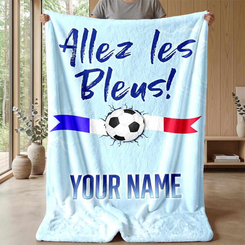Custom Text Flannel Throw Blanket, Lightweight Cozy Bed Sofa BlanketFrance National Football Team