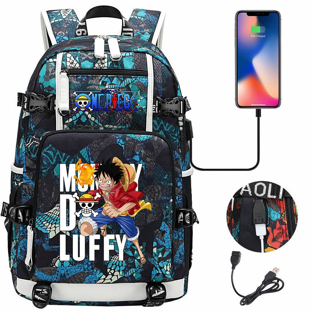 RiMan ONE PIECE Luffy Printed Teen Student School Bag Large Capacity Men's and Women's Leisure Travel Backpack