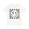 Unisex Baseball Happy Face Trendy Smile Face Baseball Players Checkered T-Shirt
