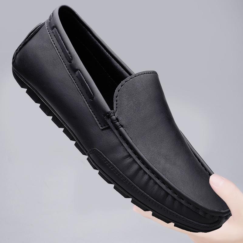 

Fashion Fashionable Leather Bean Shoes Men s Business Office Commuting Flats Loafers Low Cut Slip-on Soft and Comfortable Driving Shoes 38 чёрный