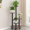 Shixun 5-Tier Steel Wood Flower & Storage Rack with Wheels