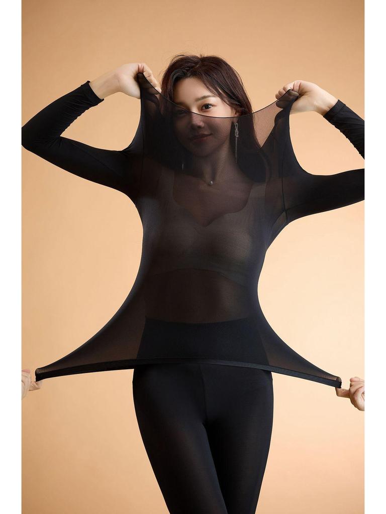 High-Elasticity Moisturizing Tummy-Control Ultra-Thin Warm Autumn/Winter Women's Underwear Top