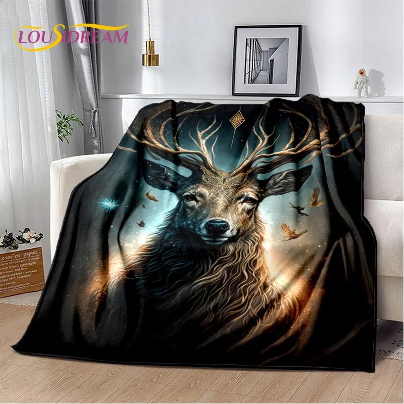 3D Dream Forest Christmas Elk Sika Deer Soft Plush Blanket,Flannel Blanket Throw Blanket for Living Room Bedroom Bed Sofa Cover