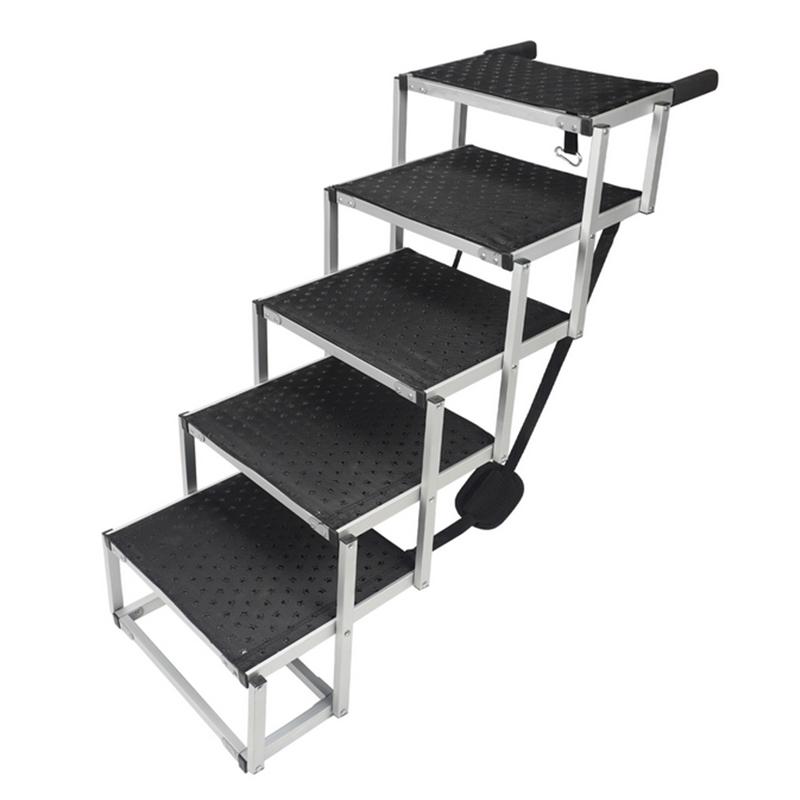Hundetreppe für Autos Breit 5-stufig Hund Auto Treppen Faltbar Tragbar Haustier Treppen Leichtes Aluminium für Auto SUV und LKW 200 lbs