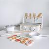 Wooden Korean Portable Folding Simulation Kitchen Stove Ice Cream Counter BBQ Skewers Tableware Cutlery Play House Toys
