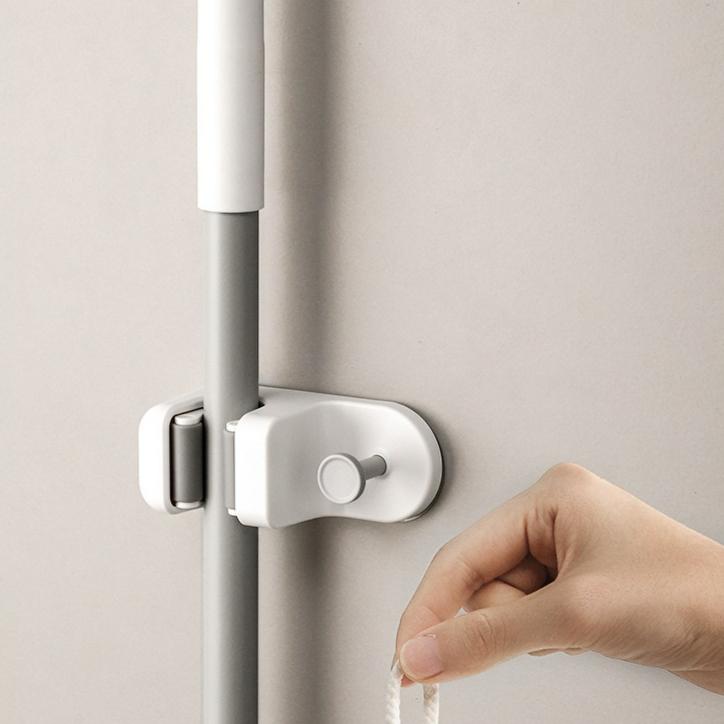 Mop clip, toilet bathroom wall hanging no punching broom fixing rack, mop storage rack