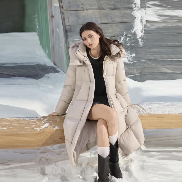 ELLE French Loose Fit Fashion Design Casual Versatile Long Sleeve Basic Hooded Warm Down Jacket Women Outerwear EY52141