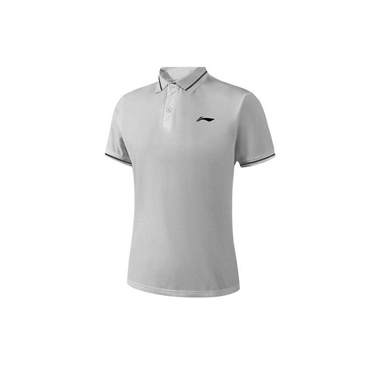 Li Ning Polo Shirts Men s Moonlight Gray Polo Collar Thin Straight Fit YPLT041-4 L
