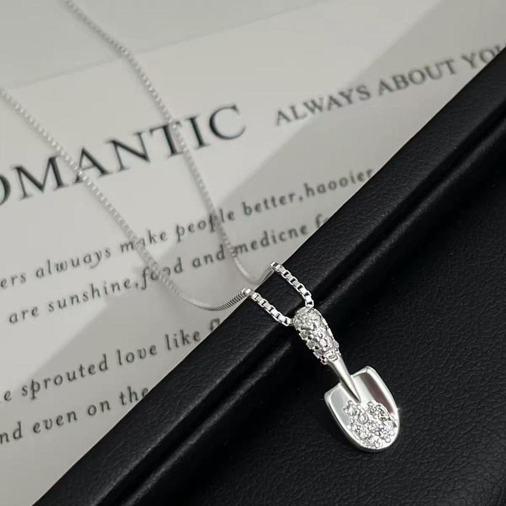 2026 High-End Women's Gold Shovel Pendant Necklace - 925 Sterling Silver Clavicle Chain