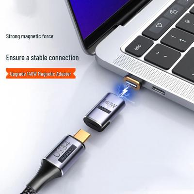 Magnetyczny Adapter USB4 Typu C, 140W, Wideo 8K@60Hz, Pełna Funkcjonalność 40Gbps, Szybkie Ładowanie PD, Kątowy Design.