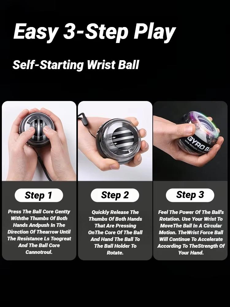 Hållbar och Säker Självstartande Multifunktionell Underarmsmotionär Power Ball Handledsförstärkare Tränare Handstyrka Grepp Ljusupplysande Stärkare