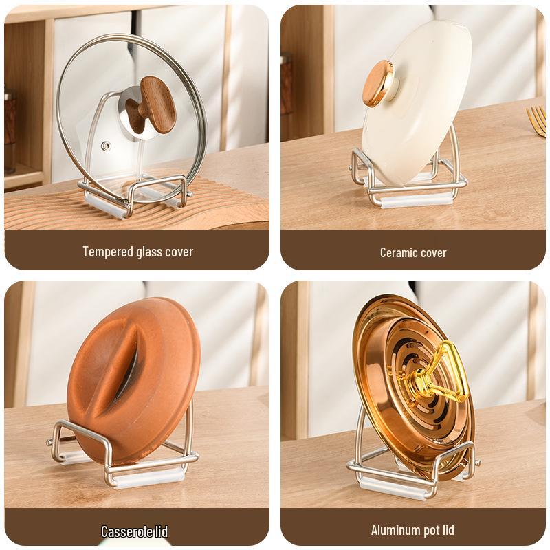 304 Stainless Steel Double-Slot Cutting Board and Pot Lid Rack - 6MM Thickened Shelf for Kitchen Storage