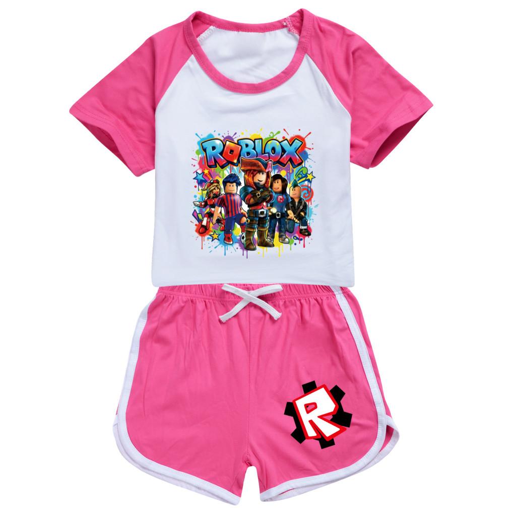 5578 Kids Boys Girls Roblox Printed Top Pants Sport Tracksuit Clothes Set