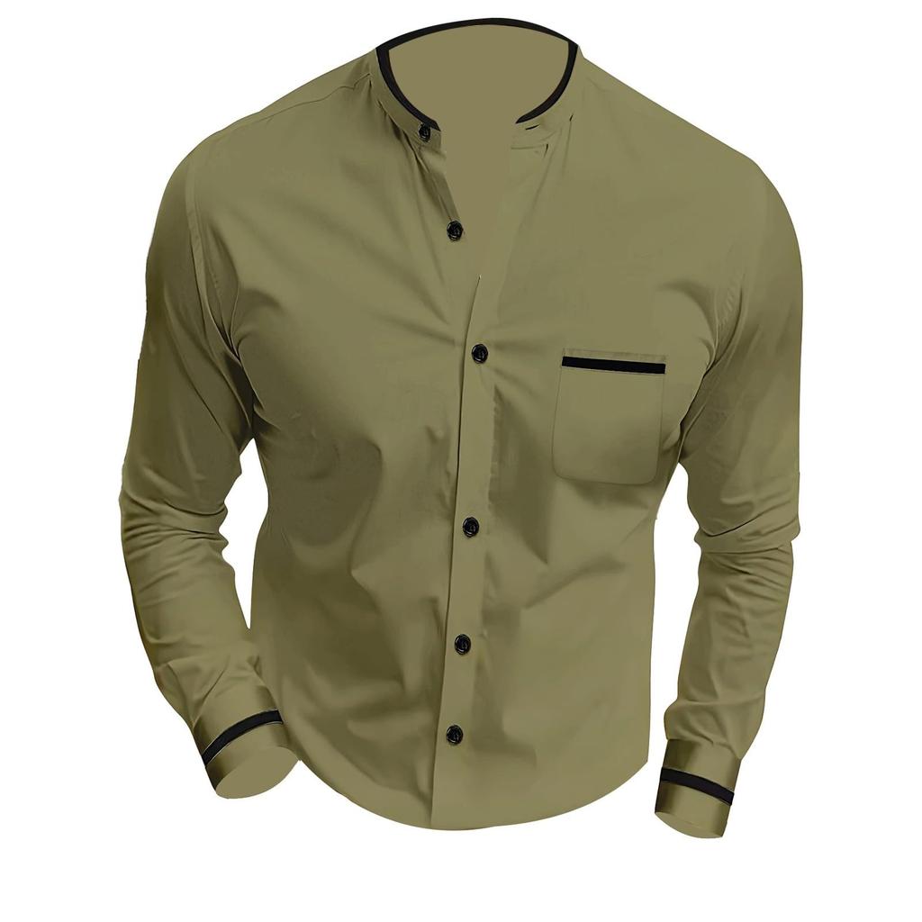 Men's Long-sleeved Solid Color High-end Shirt, Loose And Versatile Shirt For Men