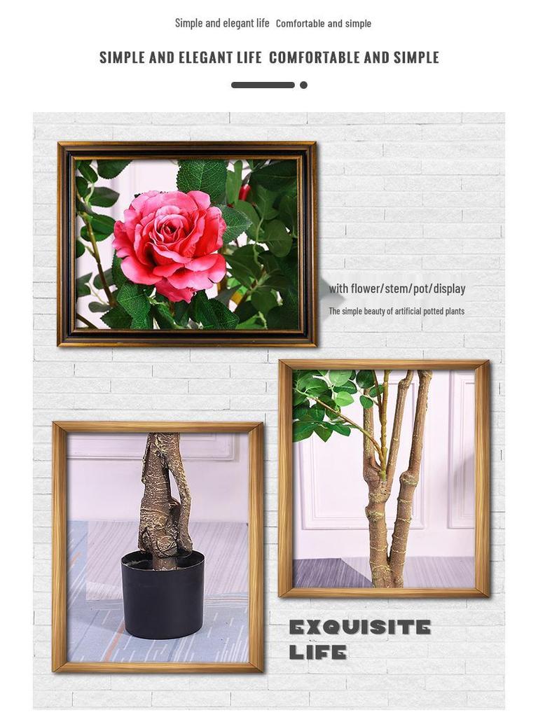 Artificial Potted Rose Peony Flower - Indoor Decorative Bonsai Plant