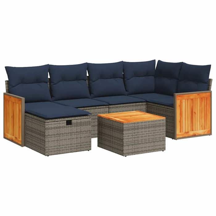 VidaXL Salon de jardin avec coussins 7 pcs gris résine tressée 3326037