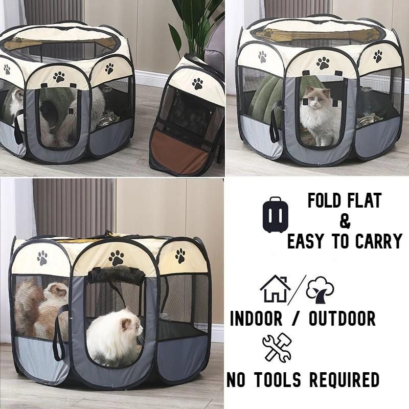 Foldable Lightweight Pet Playpen Portable Pet Safe Tent Outdoor Travel Waterproof Dogs & Cats Fence