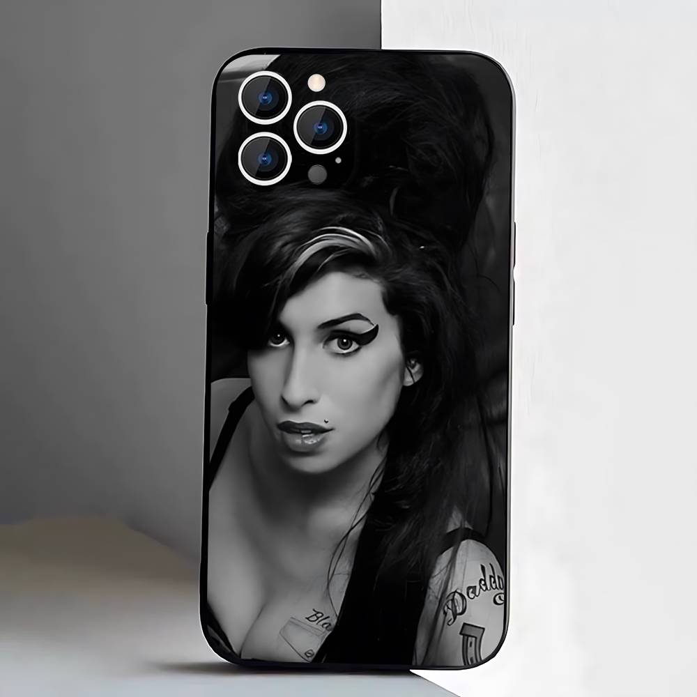 A-Amy Winehouse Phone Case For iPhone 17,16,15,14,13,12,Pro,Max,Plus,E,SE4,Air,Mini Black Soft Box
