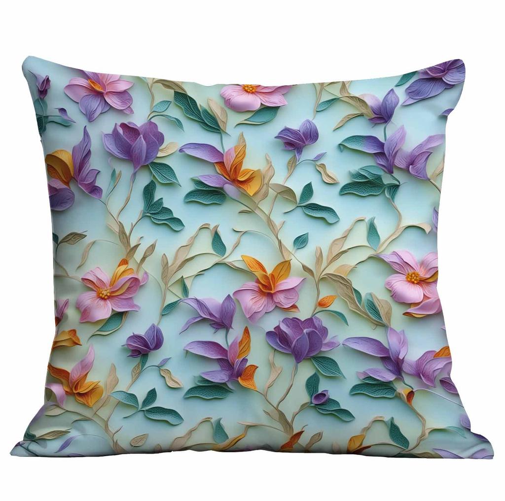Spring and Summer 3D Floral Print Pillowcase Home Sofa Cushion Pillowcase