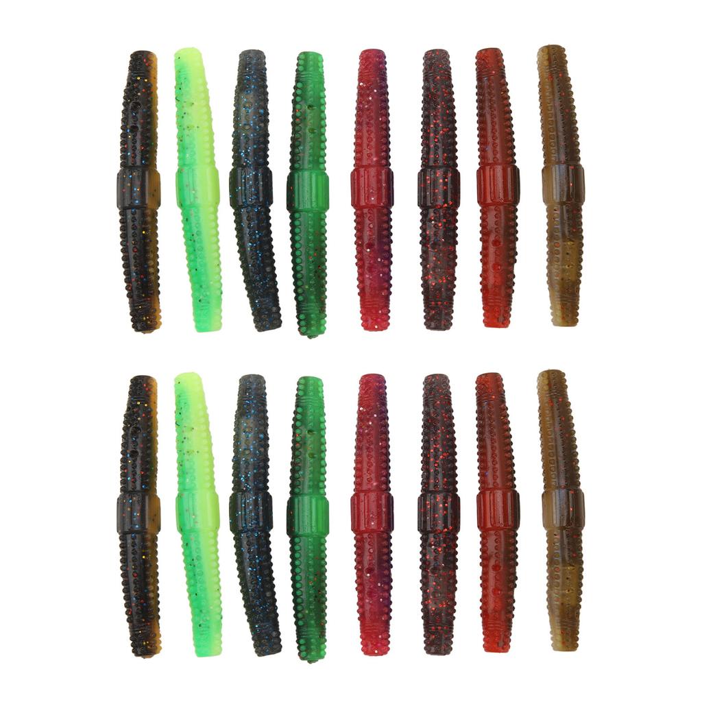 16pcs Soft Lure TPR Bite Resistant Hidden Hook Tip Built In Ringing Bead Soft Stick Baits Worms for