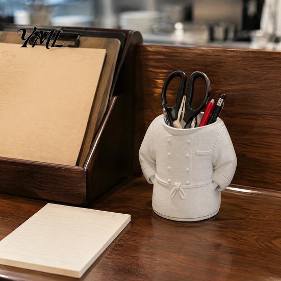Small Stationery Holder for Students Chef Uniform Pen Holder, 3D Printed Novelty Organizer, Professional Kitchen Front Desk Decor Large Capacity