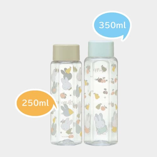 Skater Easy to Hold Hexagonal Water Bottle Plastic 350ml Blow Bottle Adults Kids Direct Drinking Transparent Miffy Lightweight Children Stylish Clear