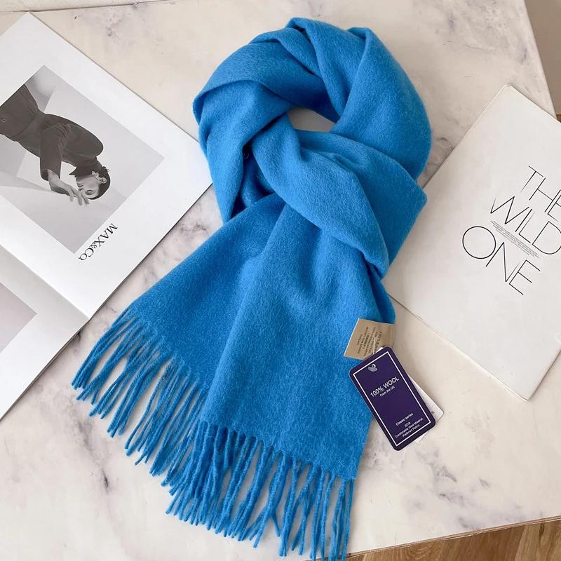 Winter Narrow Scarf 28 Color 100% Wool Scarf Hot Selling Solid Color Scarf Men's and Women's Universal Warm and Cold Proof Scarf
