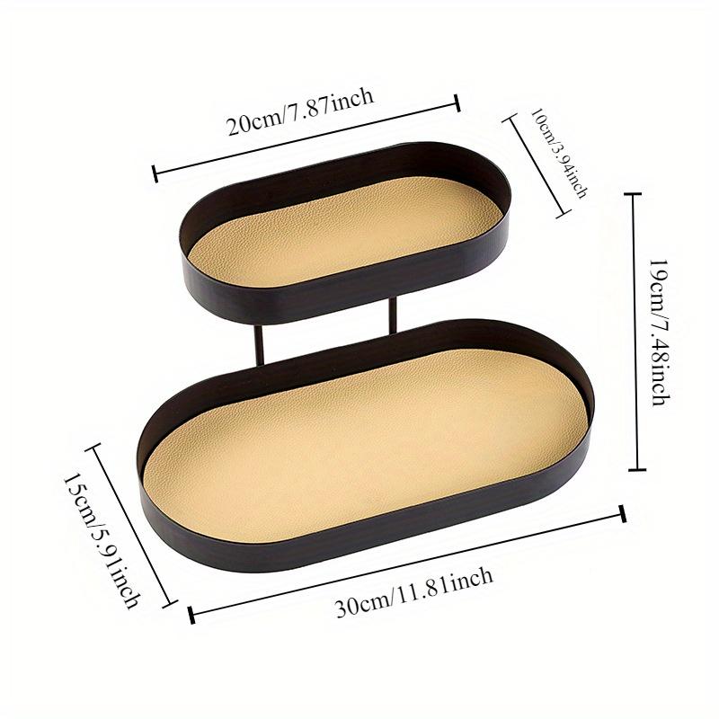 1pc Double Storage Rack , Furniture Storage Tray , Foyer Perfume & Cosmetic Display Rack , Desktop Organiser , Oval Key Tray , Jewellery Organiser