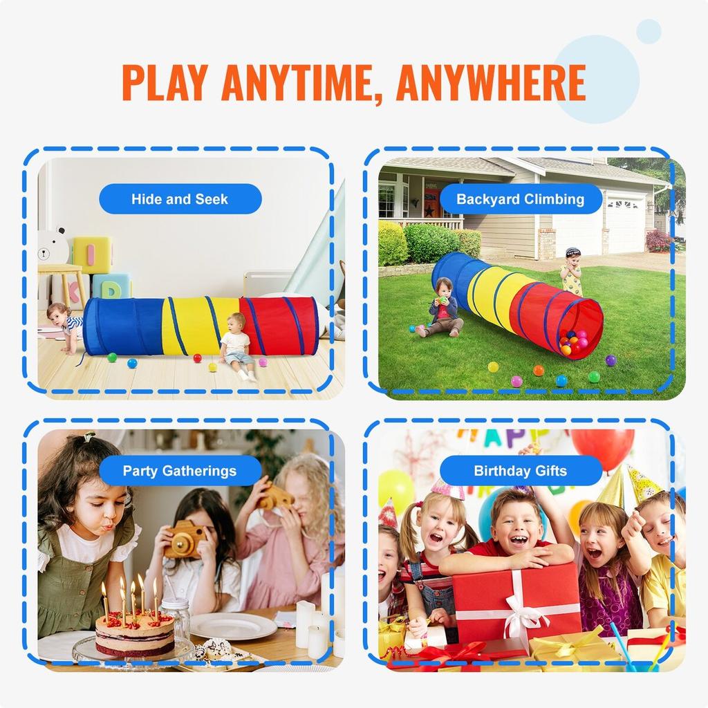 Kids Play Tunnel Tent for Toddlers, Colorful Pop Up Crawl Tunnel Toy for Baby or Pet, Collapsible Gift for Boy and Girl Play Tunnel Indoor and Outdoor