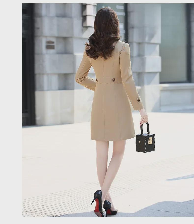 Women's Mid-Length Trench Coat, 2023 Korean Style, Slim Fit, Sizes 25-45, Suitable for Spring & Autumn.