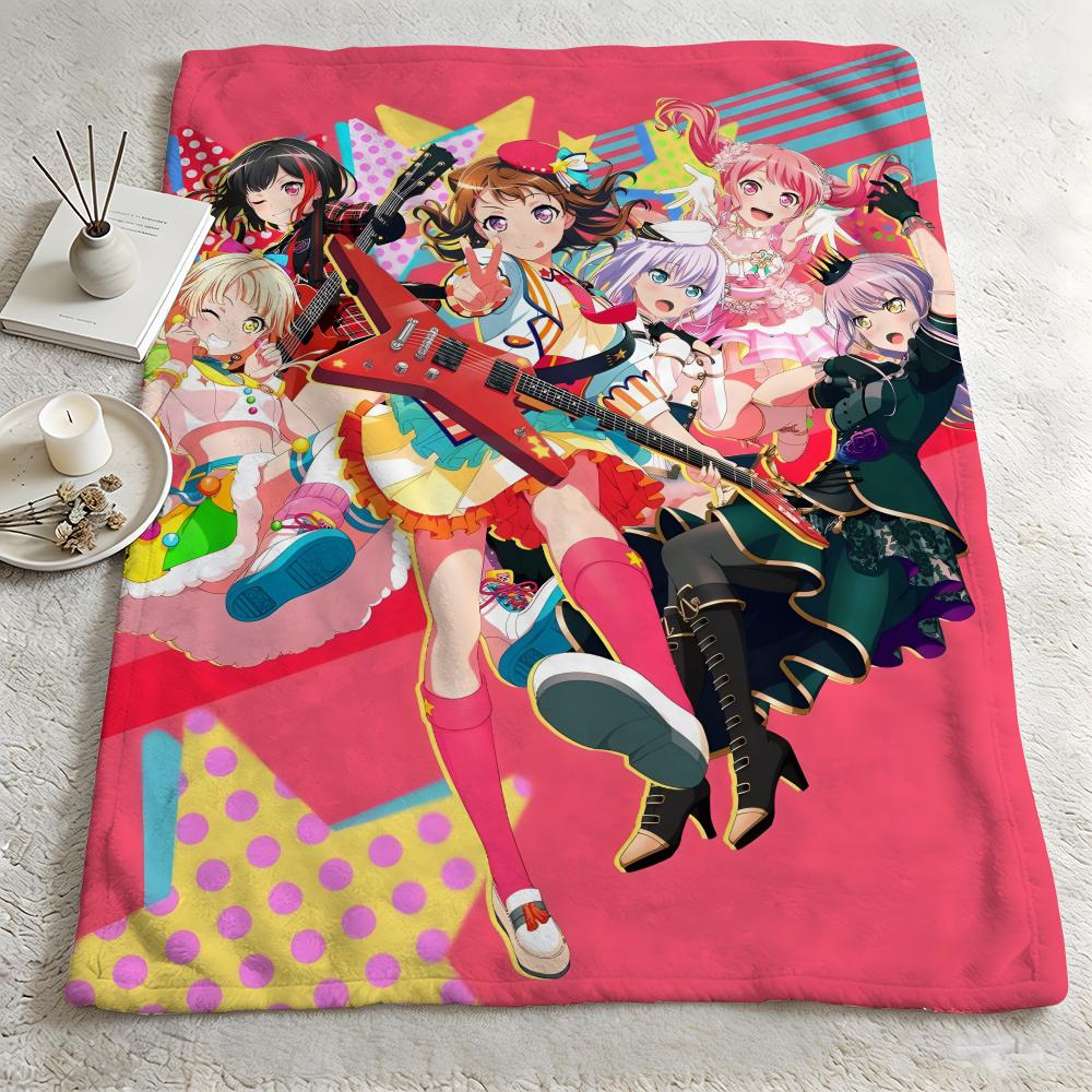 anime B-BanG Dream-m Throw Warm Soft Flannel Blanket, Multi-use for Sofa Bed Camping Travel Nap 75cmx90cm