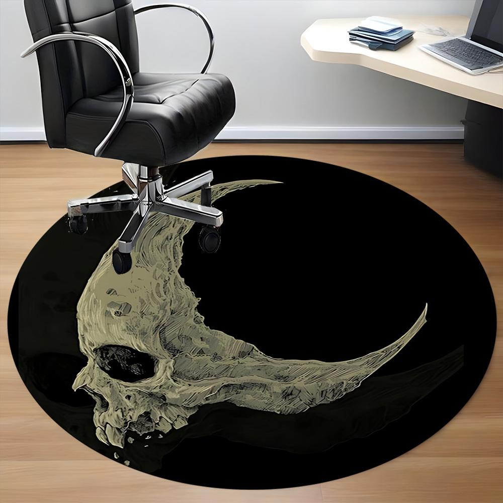 1pc Moon Skull Office Round Area Rug, Under Office Chairs Bedroom Living Room Home Decor, Room Deco, Available in Various Sizes