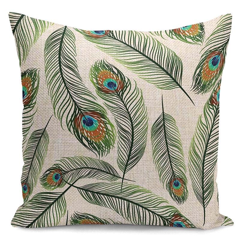 Luxuriöser Kissenbezug aus Baumwolle und Leinen mit Pfauenmuster für elegante Heimdekoration, Sofakissenbezug
