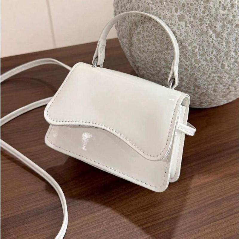 Chic Glossy Mini Flap Bag, Detachable Strap Crossbody Shoulder Purse, Fashion Versatile Everyday Casual Work Handbag Commute