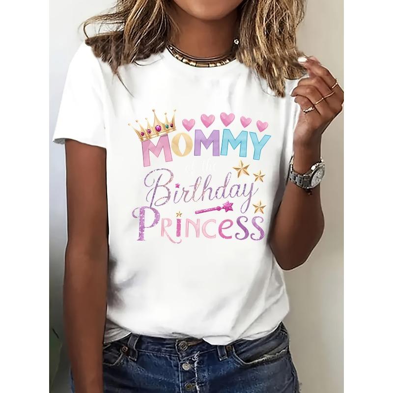 

European size Casual Pink Sparkling Ladies Short Sleeve T-Shirt | Comfortable Breathable, Perfect for Birthday Parties S белый